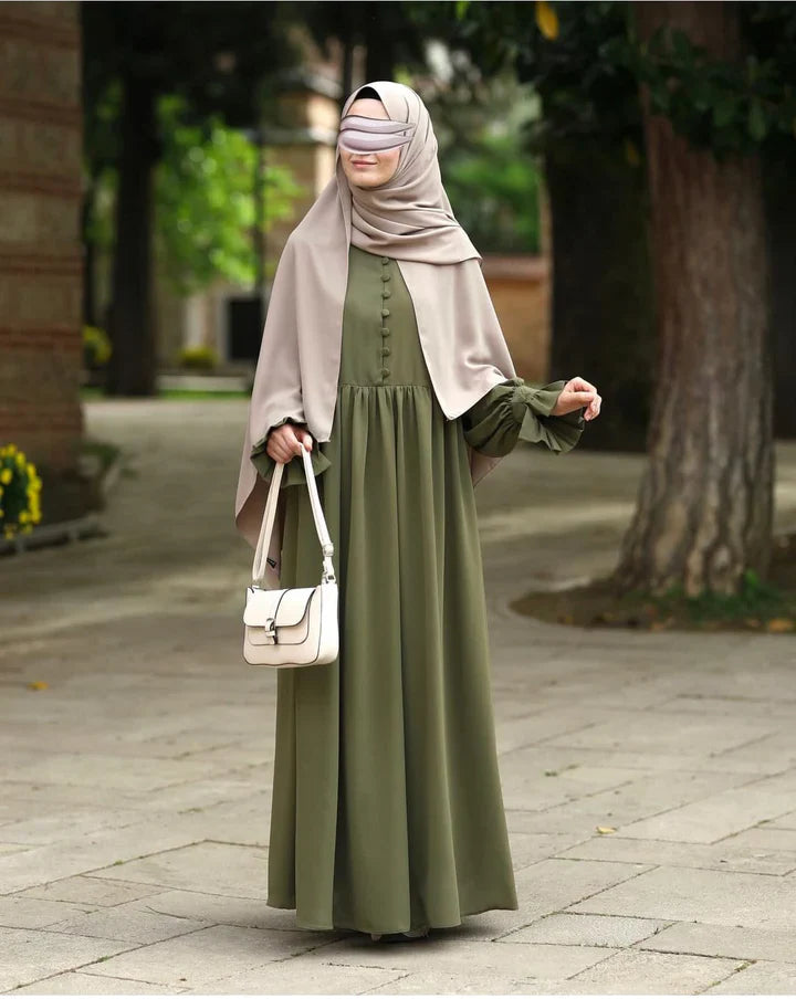 Olive Green Abaya With Stoller